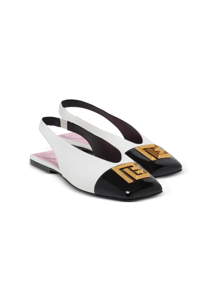 Balmain Flat Shoes Women Flat Eden Slingbacks In Twotone Leather White