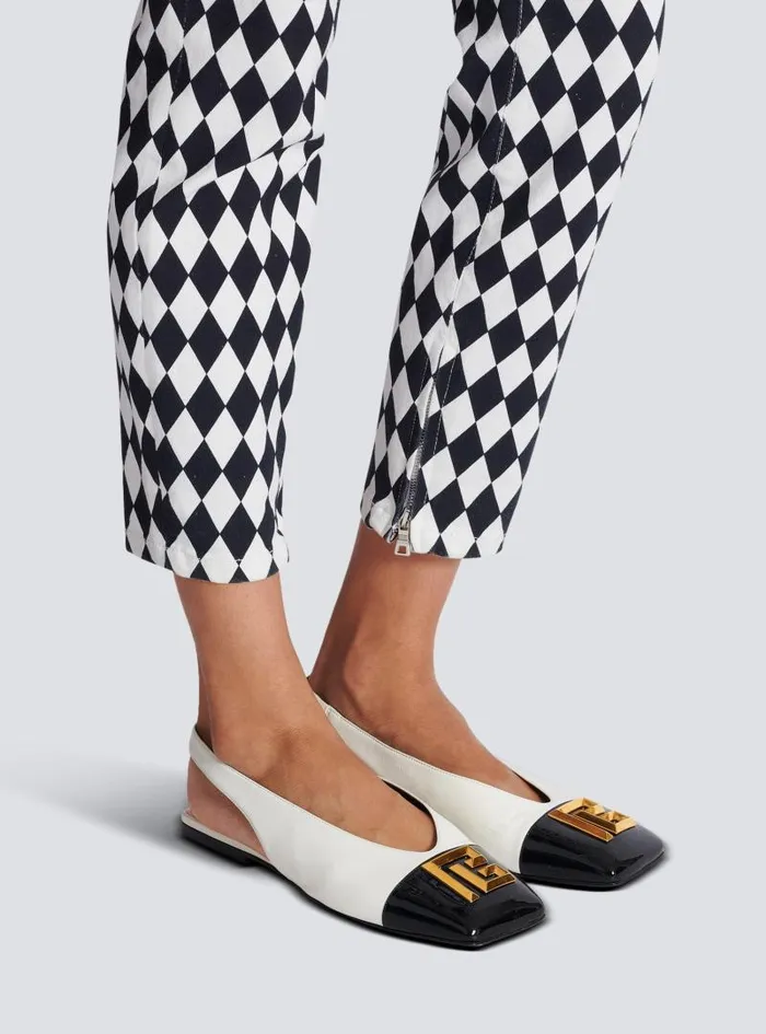 Balmain Flat Shoes Women Flat Eden Slingbacks In Twotone Leather White