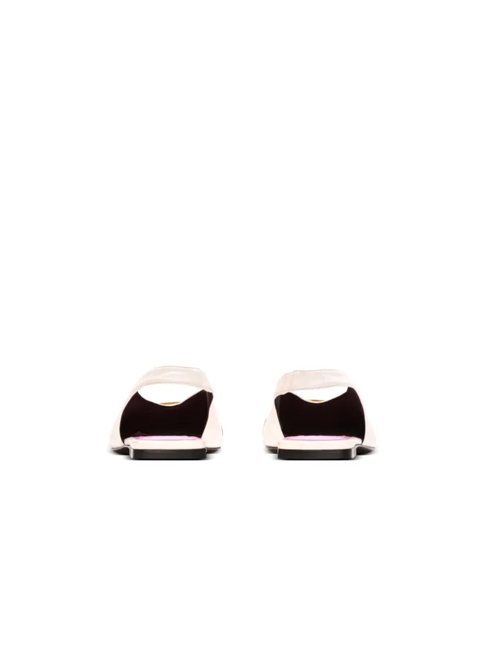 Balmain Flat Shoes Women Flat Eden Slingbacks In Twotone Leather White
