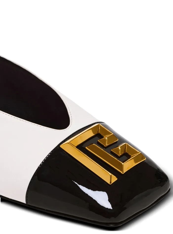 Balmain Flat Shoes Women Flat Eden Slingbacks In Twotone Leather White