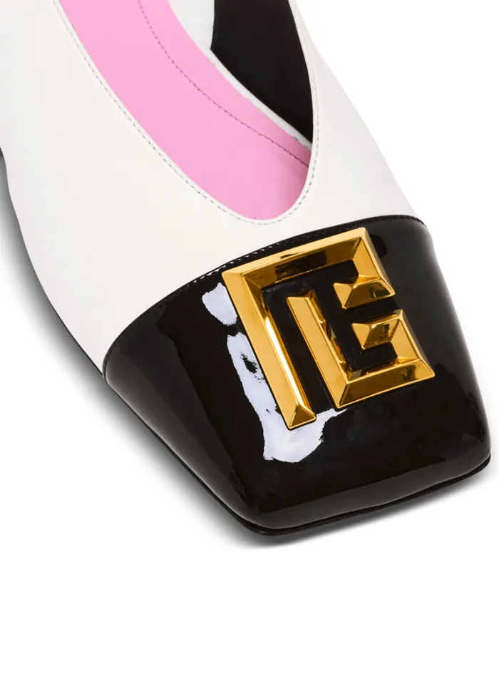 Balmain Flat Shoes Women Flat Eden Slingbacks In Twotone Leather White