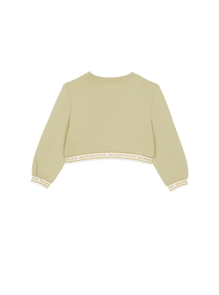 Balmain Girls 410 Years Kids Cropped Sweatshirt With Elastic Green