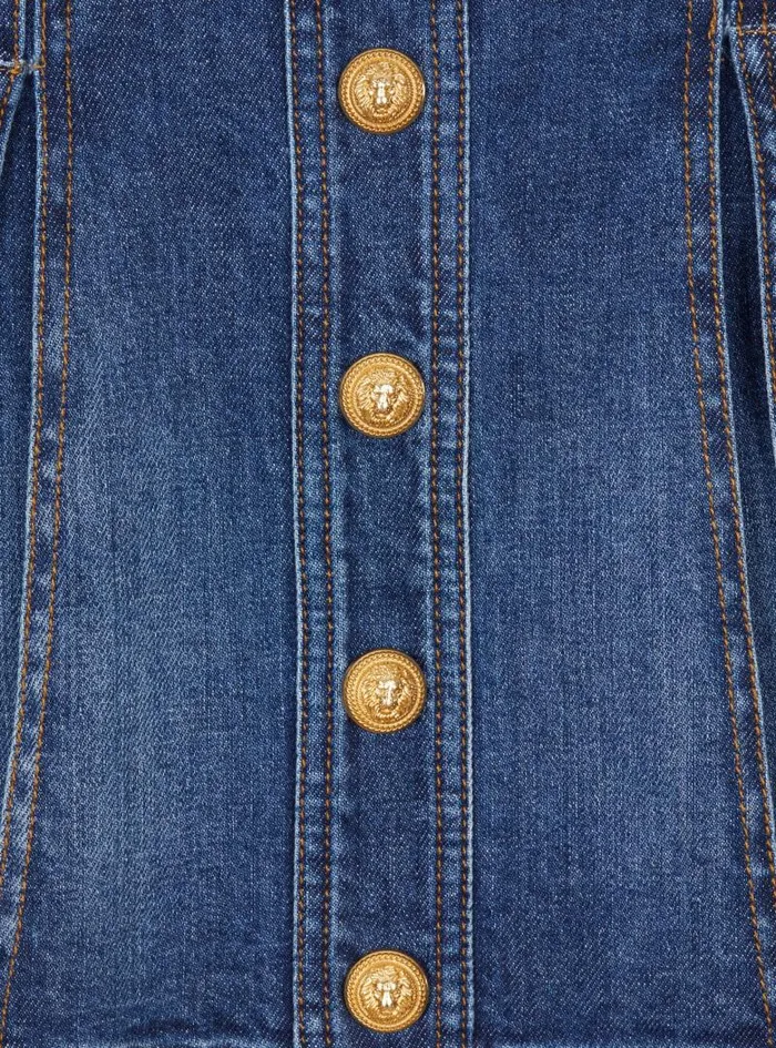 Balmain Girls 410 Years Kids Denim Skater Skirt Navy