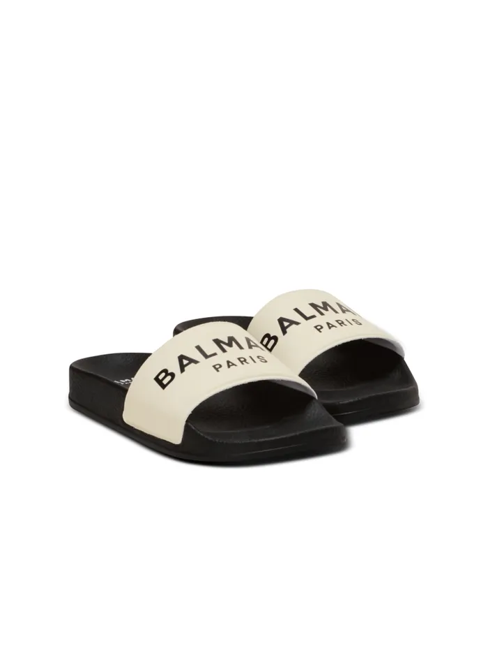 Balmain Girls 410 Years Kids Flat Logo Sandals Black