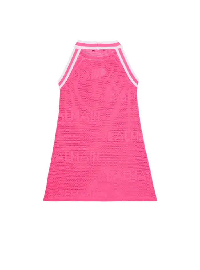 Balmain Girls 410 Years Kids Knit Dress With Logo Pink