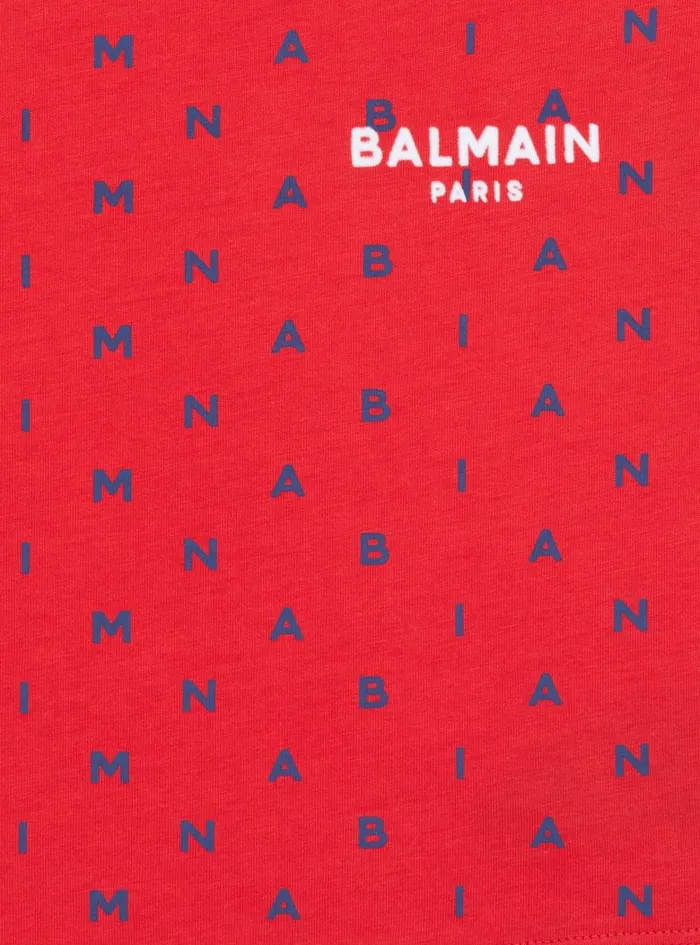 Balmain Girls 410 Years Kids Letters Tshirt Red