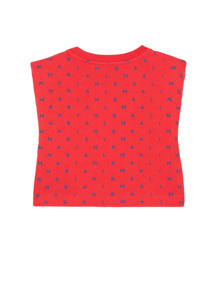 Balmain Girls 410 Years Kids Letters Tshirt Red