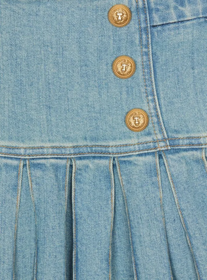 Balmain Girls 410 Years Kids Pleated Highwaisted Skirt Blue