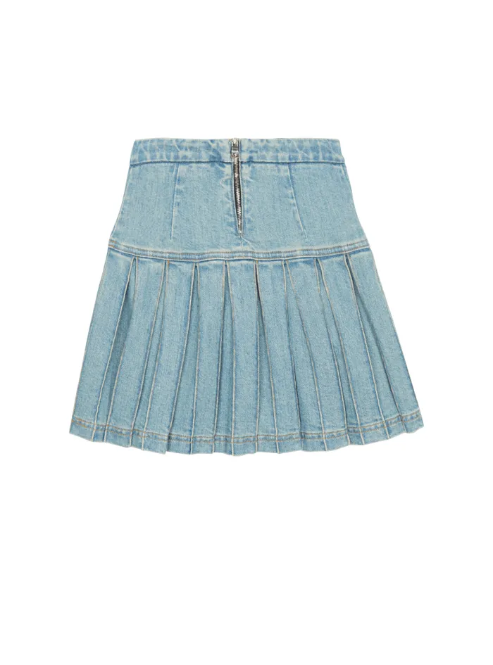 Balmain Girls 410 Years Kids Pleated Highwaisted Skirt Blue