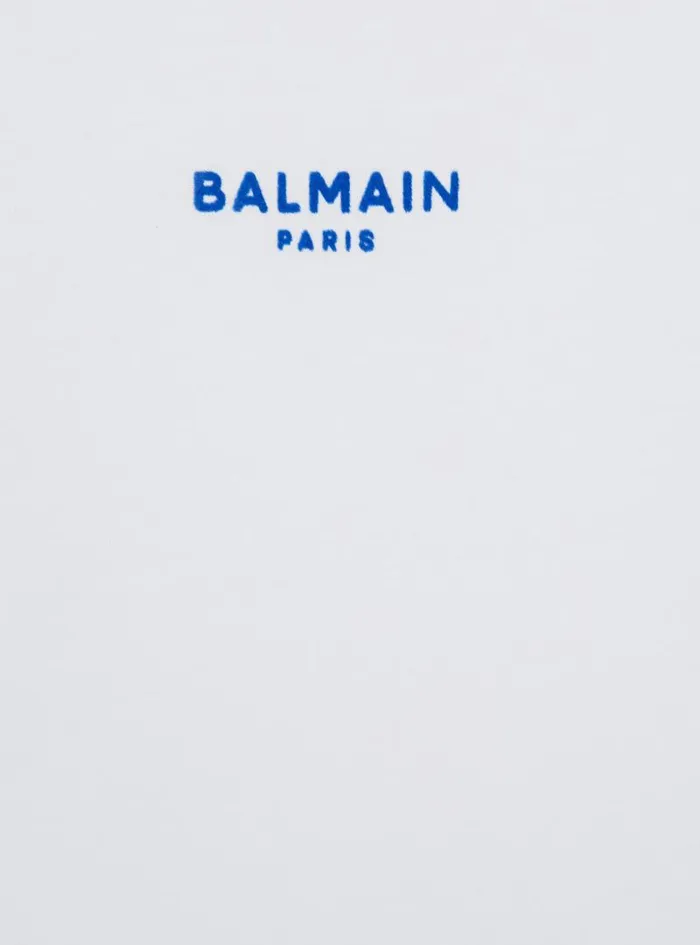 Balmain Girls 410 Years Kids Tshirt With Flocked Paris Logo White