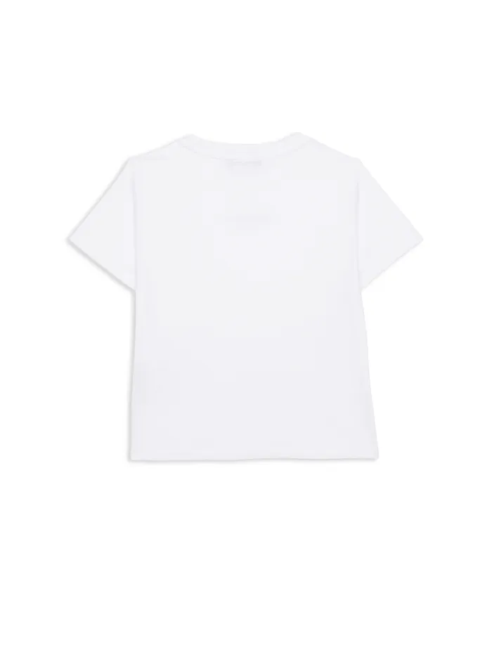 Balmain Girls 410 Years Kids Tshirt With Flocked Paris Logo White