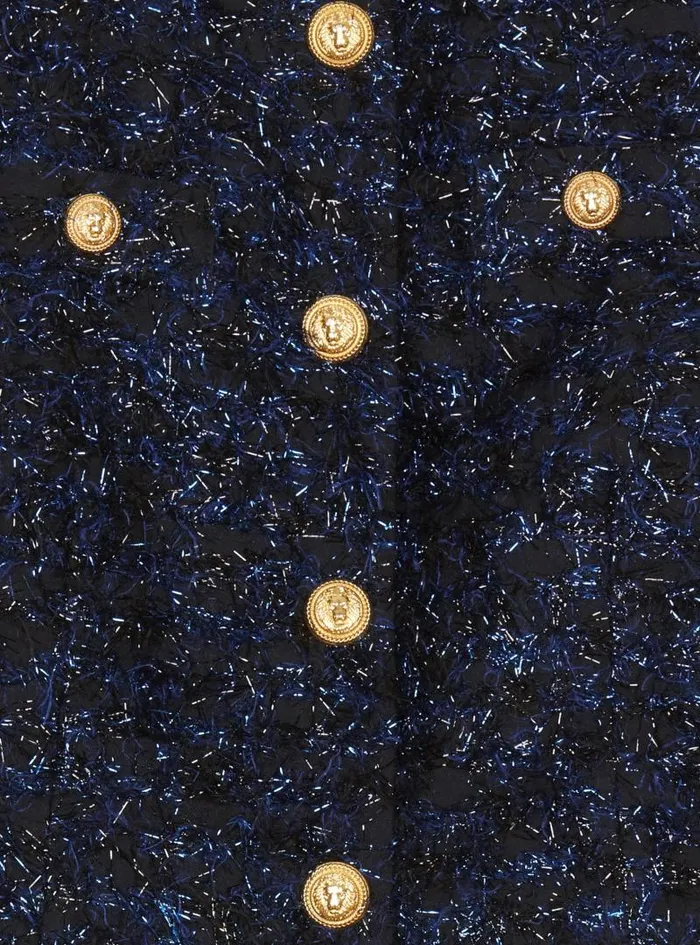 Balmain Girls 410 Years Kids Tweed Jacket Navy
