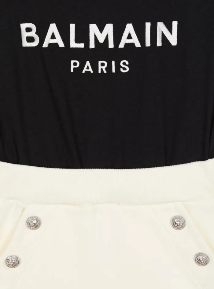 Balmain Girls 410 Years Kids Twotone Optical Illusion Dress With Buttons Black Balmain Girls 410 Years Kids Twotone Optical Illusion Dress With Buttons Black