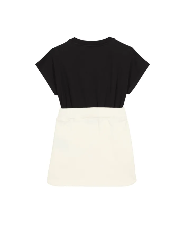 Balmain Girls 410 Years Kids Twotone Optical Illusion Dress With Buttons Black