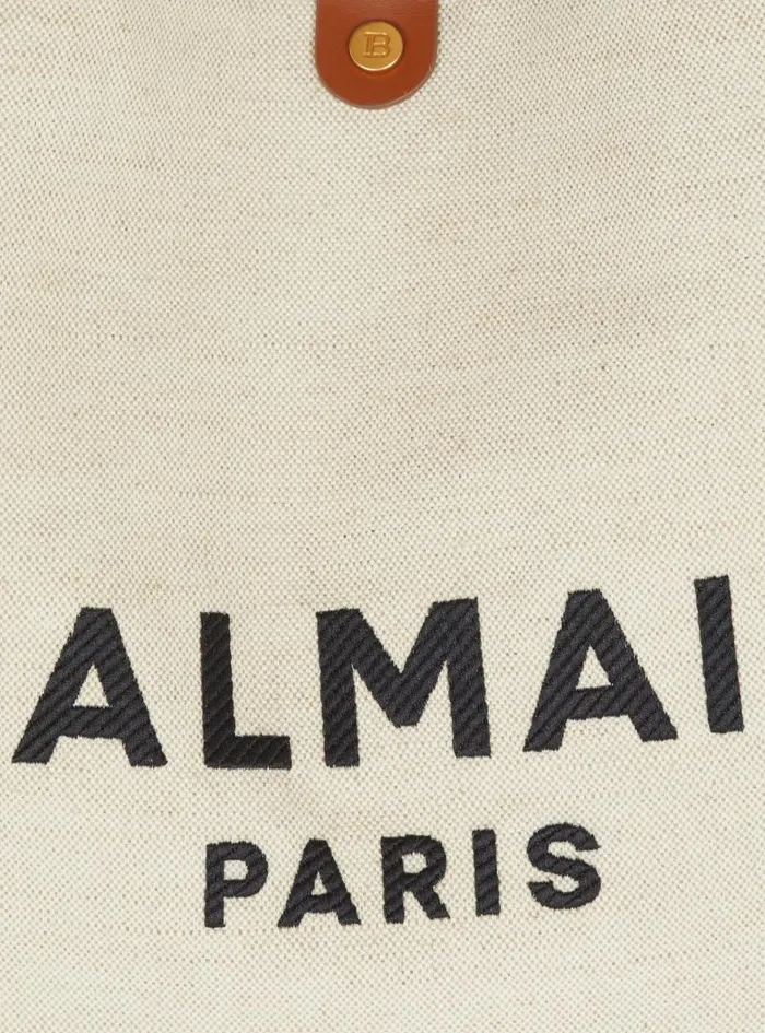 Balmain Grocery Bags Women Canvas And Leather Barmy Grocery Bag Brown