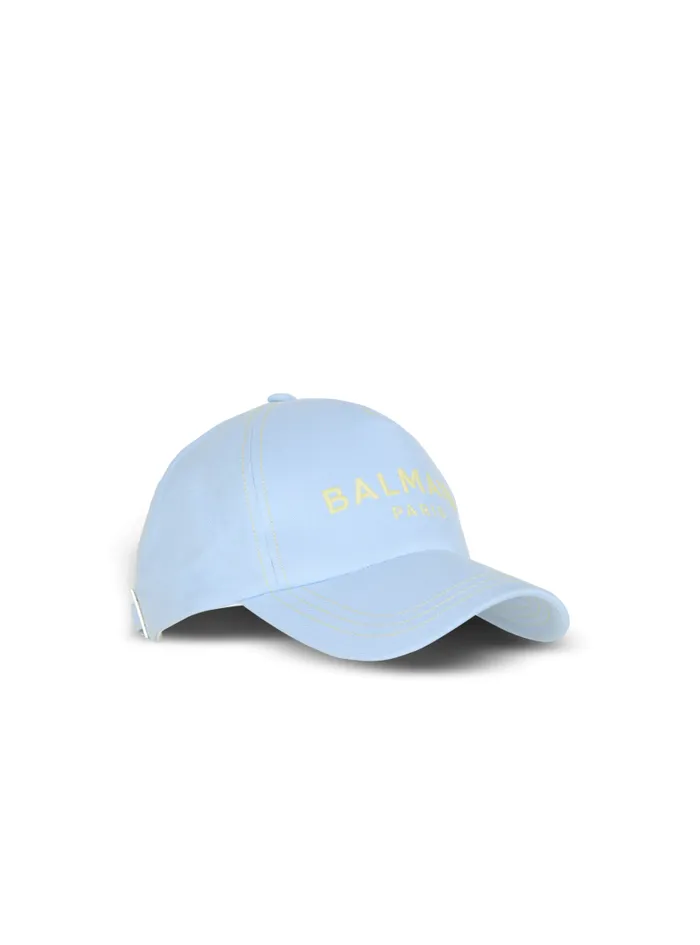 Balmain Hats And Caps Men Cotton Cap With Paris Embroidery Blue