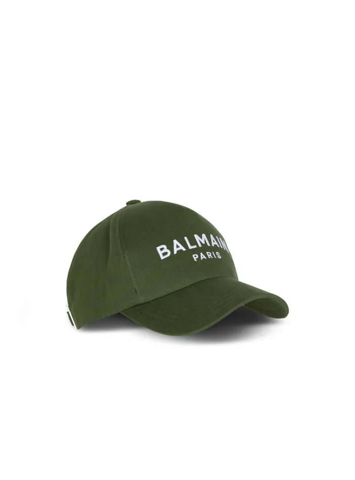 Balmain Hats And Caps Men Cotton Cap With Paris Embroidery Khaki