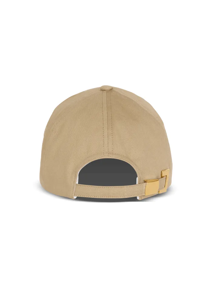 Balmain Hats And Caps Men Cotton Cap With Signature Embroidery Beige