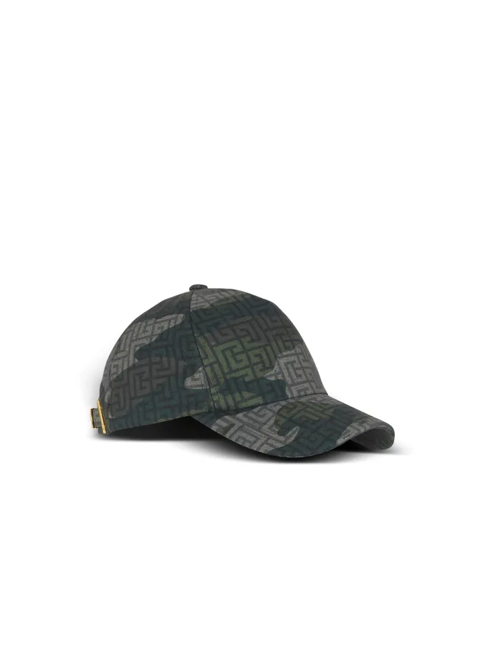 Balmain Hats And Caps Men Monogrammed Camouflage Print Baseball Cap Khaki