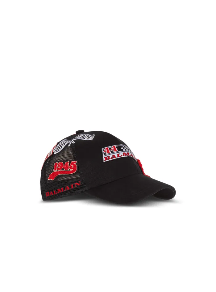 Balmain Hats And Caps Men Racing Cap With Patches Black