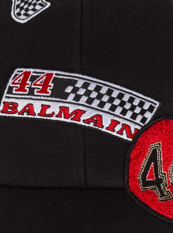 Balmain Hats And Caps Men Racing Cap With Patches Black