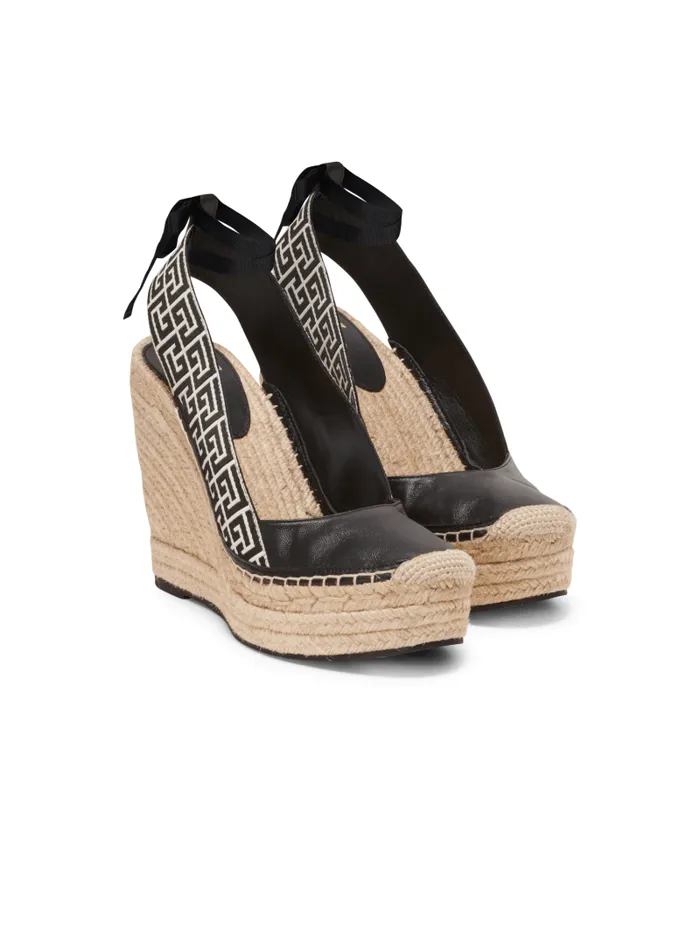 Balmain High Heels and Pumps Women Alex Monogram Jacquard And Leather Espadrilles Black Balmain High Heels and Pumps Women Alex Monogram Jacquard And Leather Espadrilles Black
