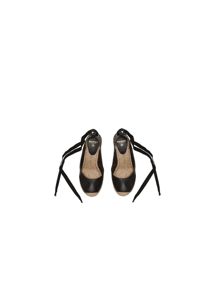 Balmain High Heels and Pumps Women Alex Monogram Jacquard And Leather Espadrilles Black