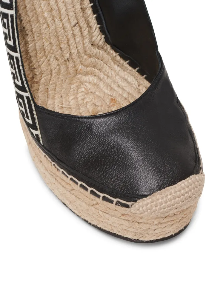 Balmain High Heels and Pumps Women Alex Monogram Jacquard And Leather Espadrilles Black