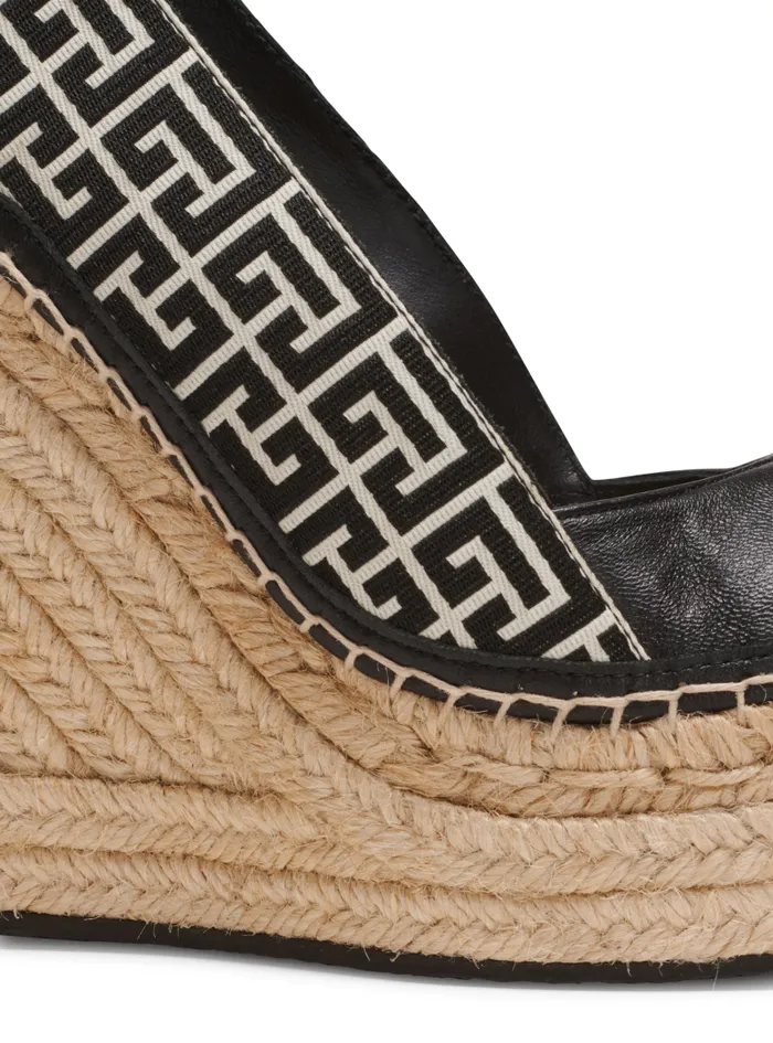 Balmain High Heels and Pumps Women Alex Monogram Jacquard And Leather Espadrilles Black