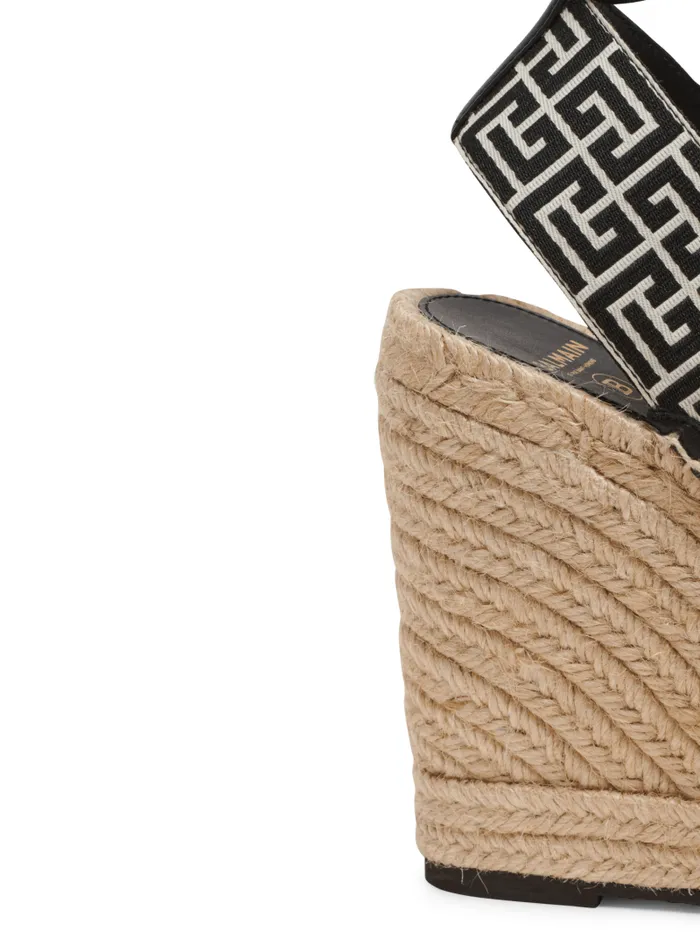 Balmain High Heels and Pumps Women Alex Monogram Jacquard And Leather Espadrilles Black