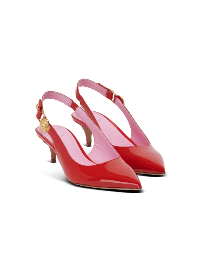 Balmain High Heels and Pumps Women Eva Kitten Slingbacks In Patent Leather Red Balmain High Heels and Pumps Women Eva Kitten Slingbacks In Patent Leather Red