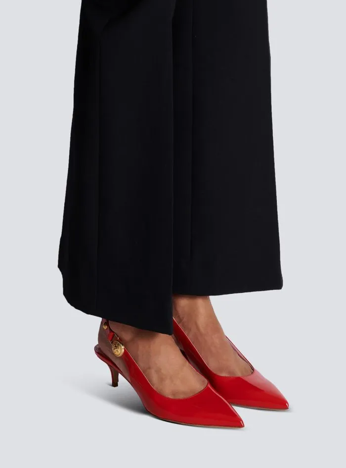 Balmain High Heels and Pumps Women Eva Kitten Slingbacks In Patent Leather Red