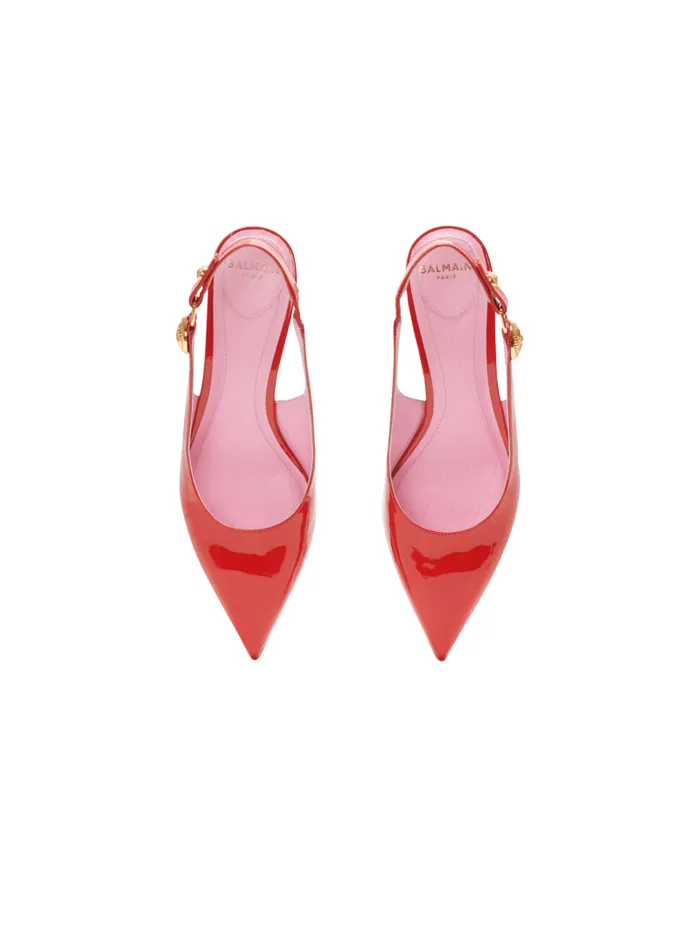 Balmain High Heels and Pumps Women Eva Kitten Slingbacks In Patent Leather Red