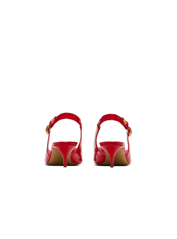 Balmain High Heels and Pumps Women Eva Kitten Slingbacks In Patent Leather Red