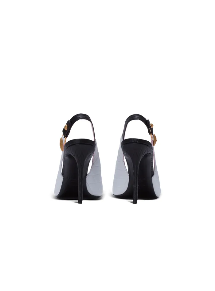 Balmain High Heels and Pumps Women Eva Pumps In Calfskin With Embossed Grid Motif White