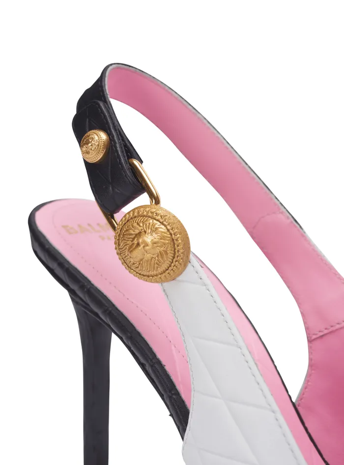 Balmain High Heels and Pumps Women Eva Pumps In Calfskin With Embossed Grid Motif White