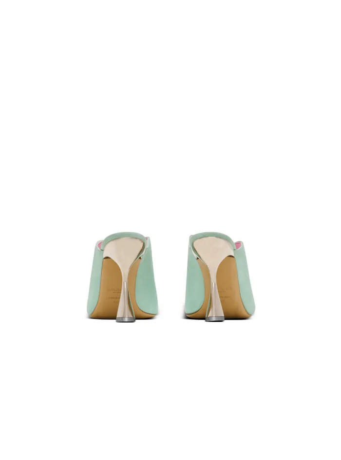 Balmain High Heels and Pumps Women Heeled Eden Mules In Suede Leather Blue