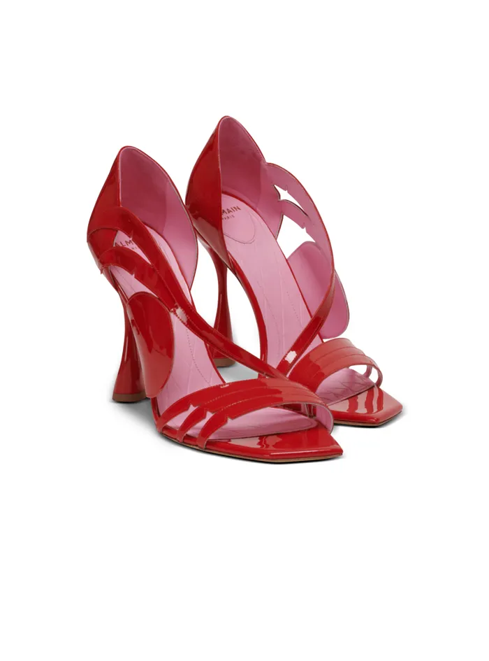 Balmain High Heels and Pumps Women Heeled Eden Sandals In Patent Leather Red Balmain High Heels and Pumps Women Heeled Eden Sandals In Patent Leather Red