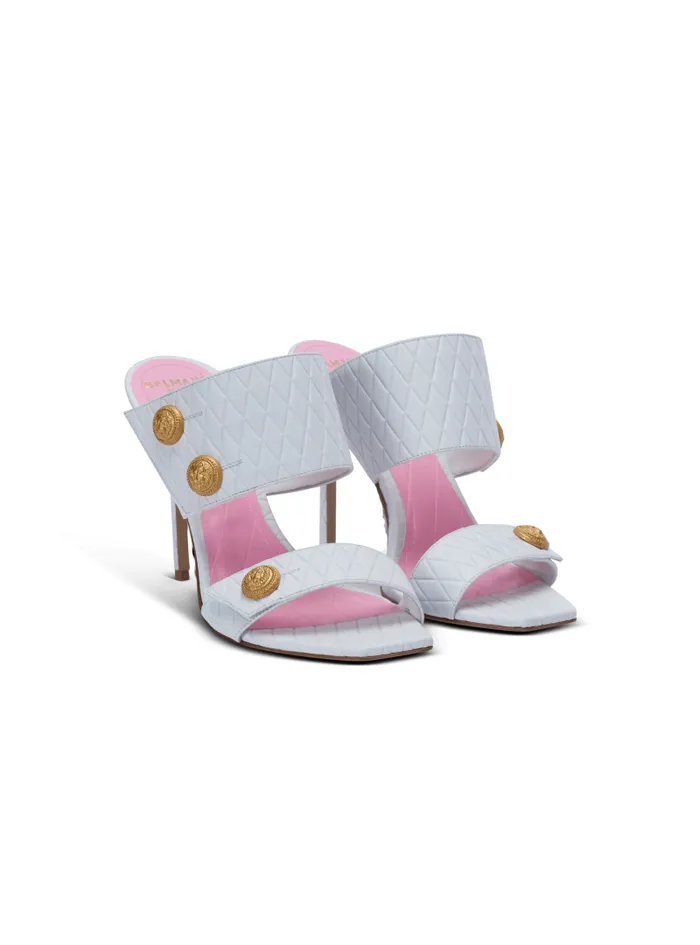 Balmain High Heels and Pumps Women Heeled Eva Leather Mules White