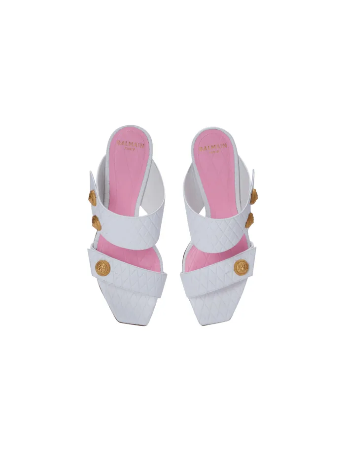Balmain High Heels and Pumps Women Heeled Eva Leather Mules White