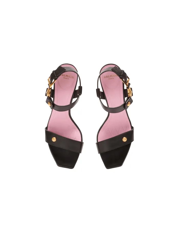 Balmain High Heels and Pumps Women Heeled Eva Sandals In Calfskin Black