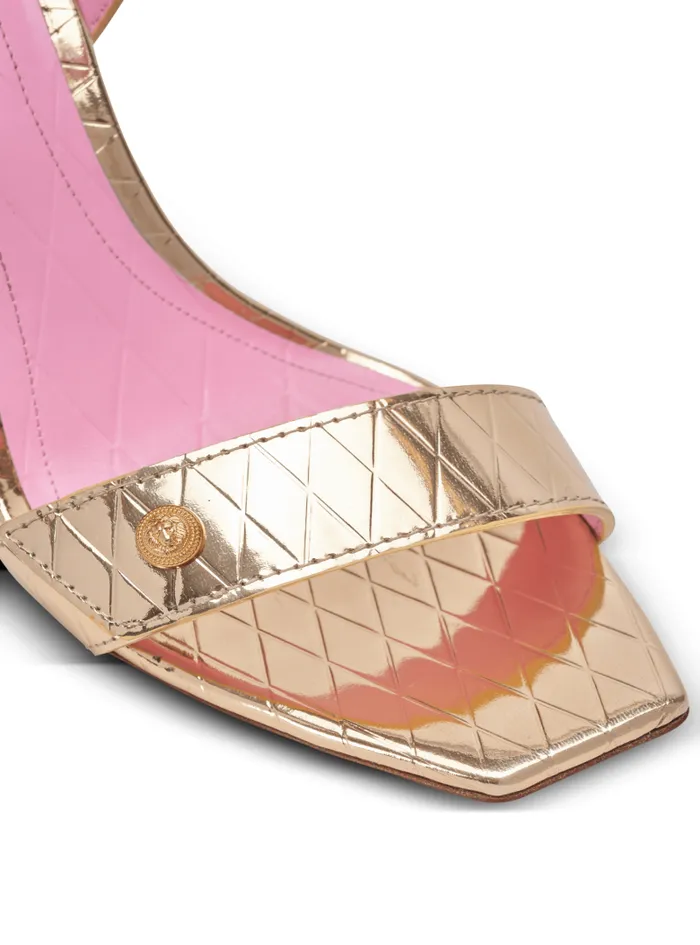Balmain High Heels and Pumps Women Heeled Eva Sandals In Mirrored Leather Gold