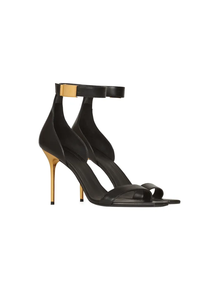 Balmain High Heels and Pumps Women Leather Uma Sandals Black