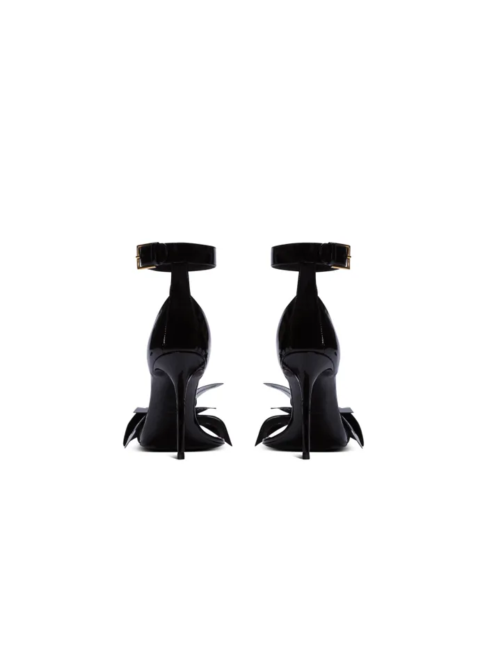 Balmain High Heels and Pumps Women Patent Leather Ruby Pumps With Flower Detail Black