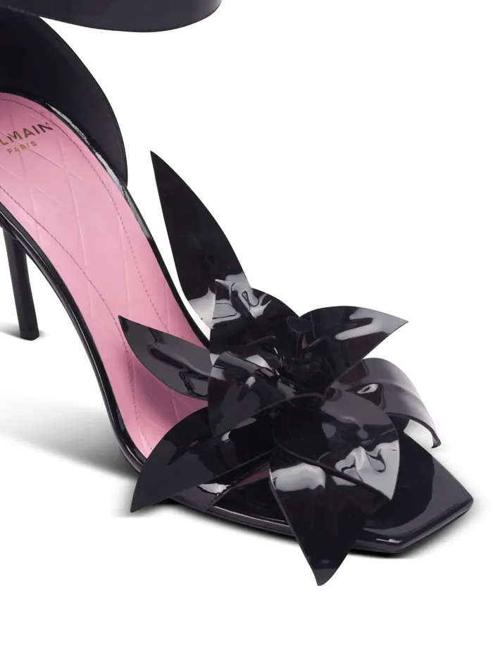 Balmain High Heels and Pumps Women Patent Leather Ruby Pumps With Flower Detail Black