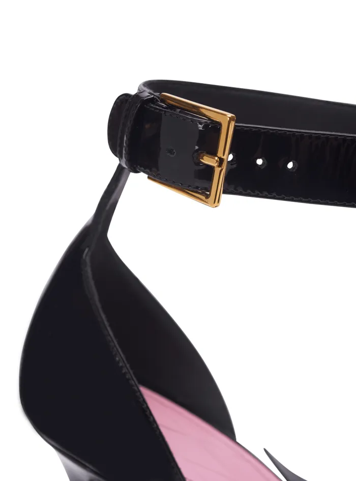 Balmain High Heels and Pumps Women Patent Leather Ruby Pumps With Flower Detail Black