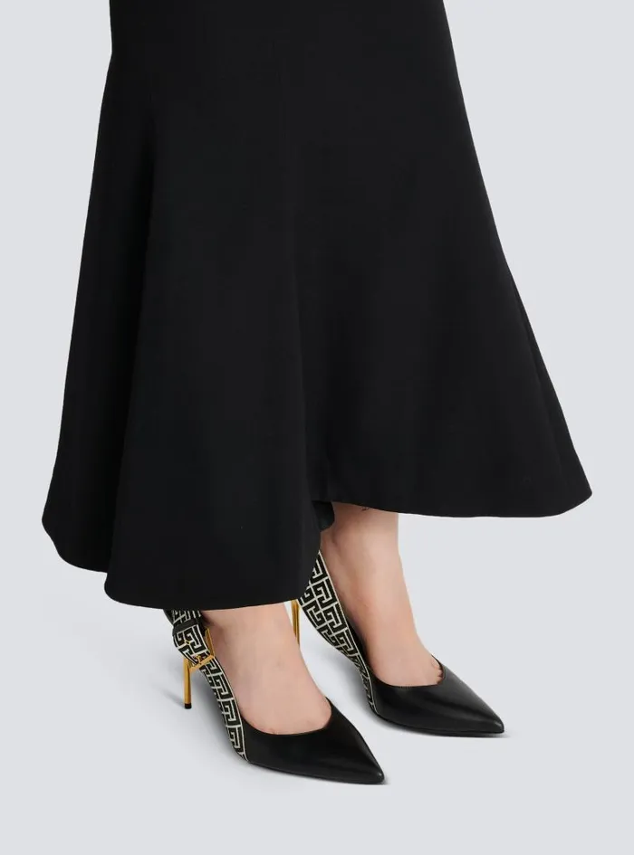 Balmain High Heels and Pumps Women Ruby Monogrammed Leather Slingbacks Black