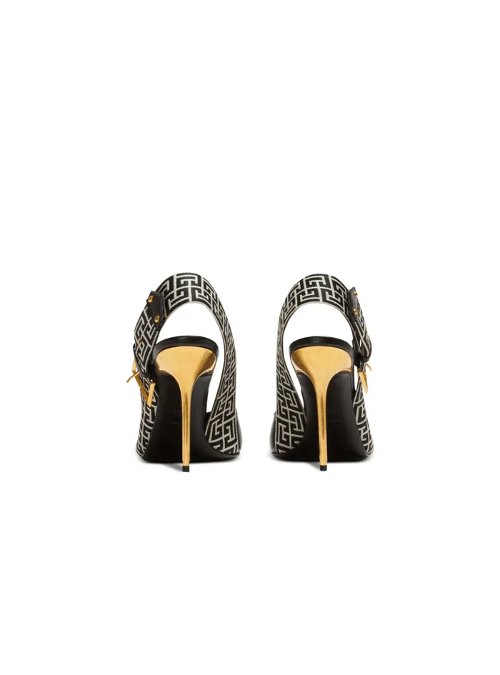 Balmain High Heels and Pumps Women Ruby Monogrammed Leather Slingbacks Black