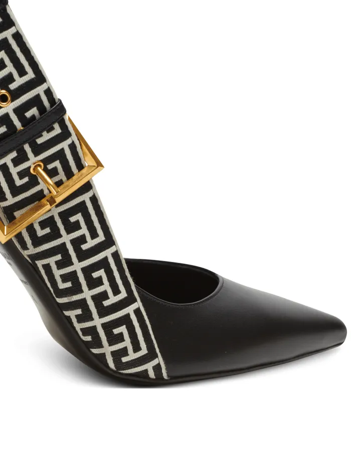 Balmain High Heels and Pumps Women Ruby Monogrammed Leather Slingbacks Black