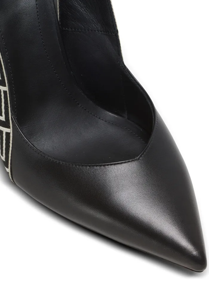 Balmain High Heels and Pumps Women Ruby Monogrammed Leather Slingbacks Black